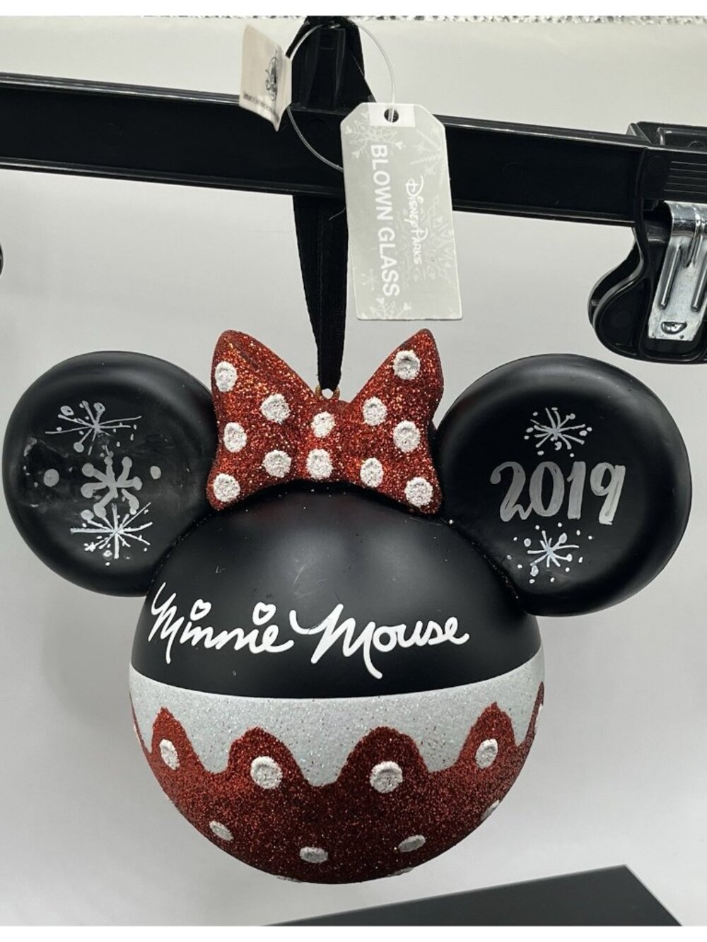 NEW Disney Parks Minnie Mouse Icon Autograph Glass Ball Christmas Ornament 2019